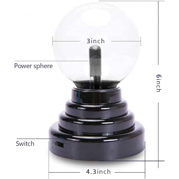 Plasmaboll/ljus/lampa, Plasma Elektrisk Nebula Lightening Ball, Touch Sensitive, Leksaker, för fester, dekorationer, present (3 tum, USB -driven)