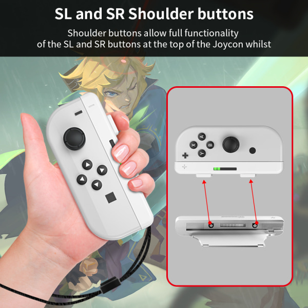 Bryter/Oled Venstre og Høyre Håndtak To i Én Grip, Joycon Liten Håndtak Avtakbar To Montering (Hvit)