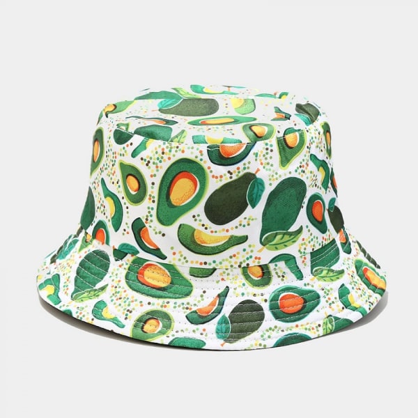 AVEKI Cute Bucket Hat Beach Fisherman Hats för kvinnor, vändbar dubbelsidig slitage, avokado