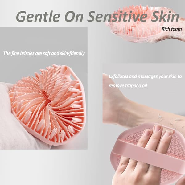 Silikonkroppsskrubbborste med luffastruktur - Effektiv exfoliering för dusch, resevänlig, lämplig för känslig hud - blue