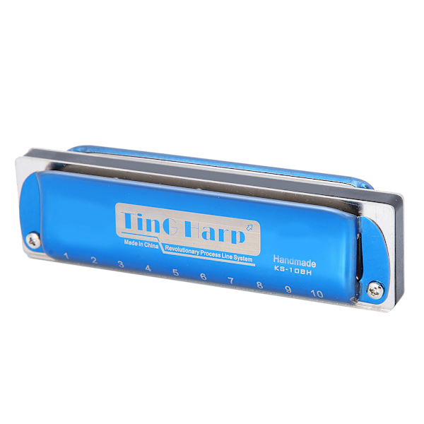 Blues Harp Harmonika 10-Hul Professionel Mundharmonika G-Nøgle Gaver Rustfrit Stål Dæksel (Blå)