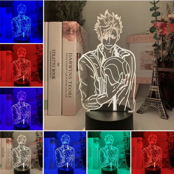 Anime Lampe Kuroo Tetsurou 3D LED Illusion Akryl Nattlys for Barnas Romdekor 16 Fargeendring med Fjernkontroll Kreativ Belysning Barn