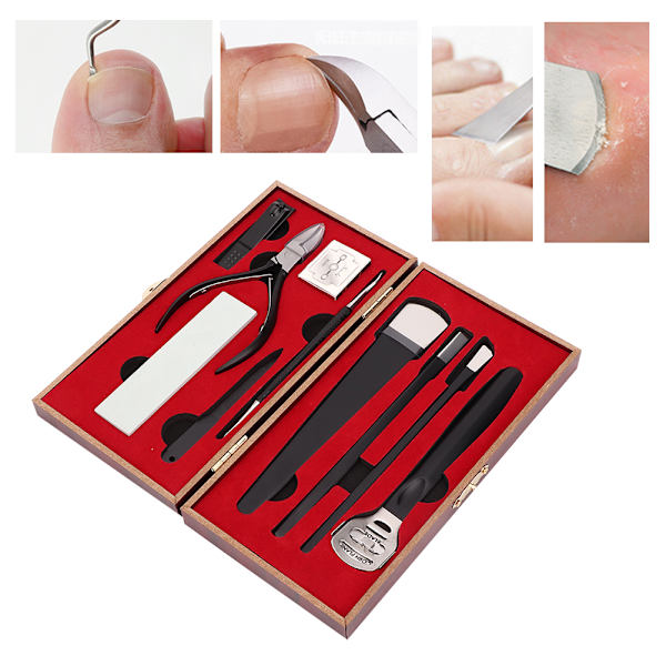 8 st rostfritt stål död hud callus remover set pedikyr manikyr nagelvård skärare verktygssats med förvaringslåda svart