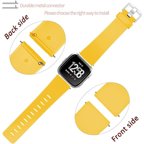 Älykellon ranneke sopii Fitbit versa älykellolle, versa 2 ja versa Lite se -kelloille naisille ja miehille (Mango Yellow-L)