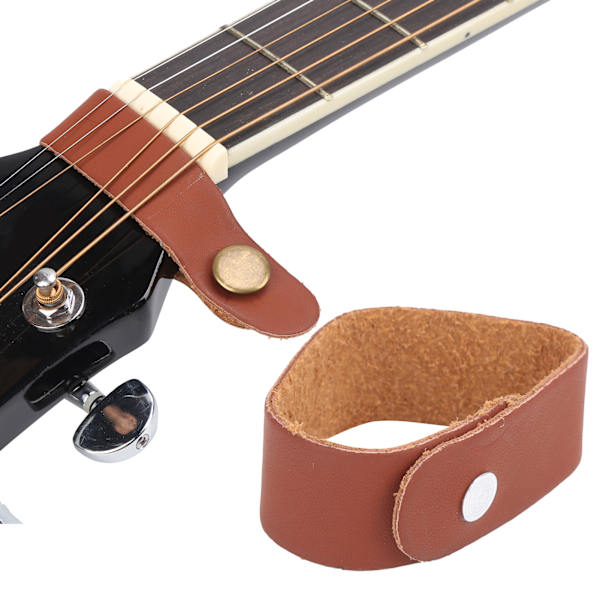 Mikrofiber Läder Gitarr Hals Rem Knapp Elektrisk Gitarr Bas Hals Rem Slips HakaBrun