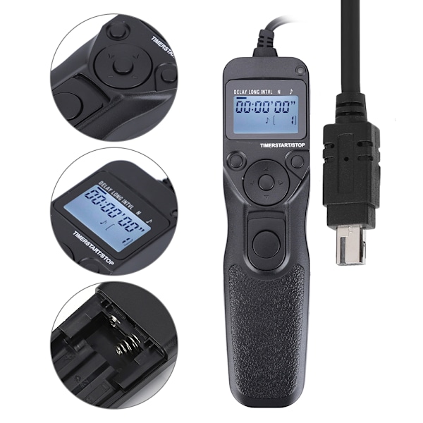 Shoot MC-DC2 Timing Shutter Cable Release Automatisk Timer Fjärrkontroll för Nikon Z7/D750/D610/D7500/D7200/D7000/D5200/D5600/D3300/D3100