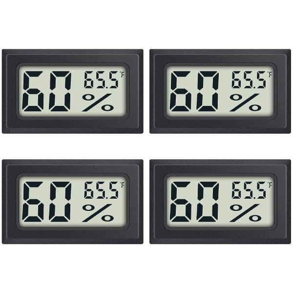 4-pack Mini Digital termometer Hygrometer Luftfuktighetsmätare inomhus Temperatur Fuktighetsmätare med Fahrenheit (℉) för humidorer, växthus, garn