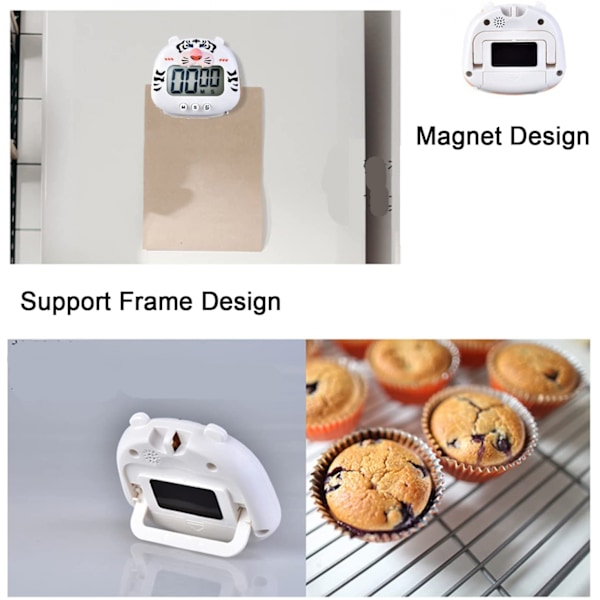 JUSTUP  Nedräkningstimer Digital matlagningstimer med magnetisk LCD-storskärm Visuell klocka  Hängbar väckarklocka --- Gul tiger