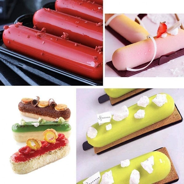 Chokoladebarforme, 10-Huls Lange Strimler Form, Fingerkage Silikonform, Non-Stick Silikon Pinde Bagebakke, Form DIY Tool