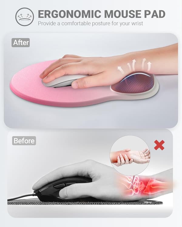 Ergonomisk Musematte med Håndleddstøtte, Komfortabel Musematte Håndleddstøtte, Lindrer Håndleddssmerter Gel Musematte, Sklisikker Gummisokkel Musematte