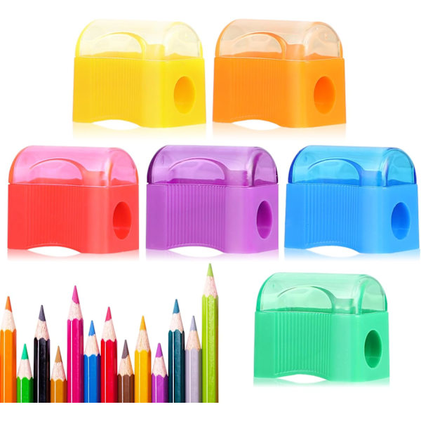Miniature blyantspidsere i bulk – Pakke med assorterede farver – Håndholdt blyantspidser i plastik til klasseværelse, skole, kontor, børnefest 72 Count (Pack of 1)
