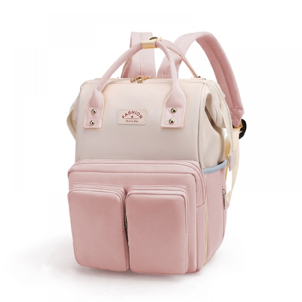 Skötväska Ryggsäck Multifunktionell mamma- och baby med stor kapacitet, vattentät och hållbar multifunktionell stor ryggsäck (rosa)