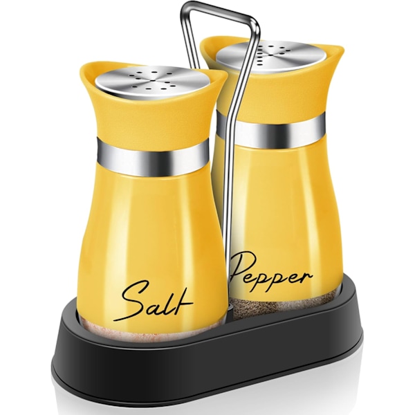 Gult Salt- og Peppersett med Holder, 4 oz Søt Kjøkkendekor og Tilbehør Landlig Gadgets Bord Husvarmingsgave Yellow