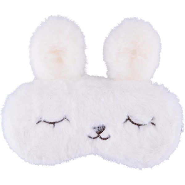 Søt Kanin Søvnmaske, Myk Fluffy Plush Kanin Blindfold Nyhet Søvnmaske Øyendekke for Barn Jenter Gutter Kvinner Menn