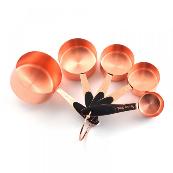 5-delad set i rostfritt stål för köksbruk, köks- och hembakningsverktyg, med noggrann mätnoggrannhet (Rose Gold)