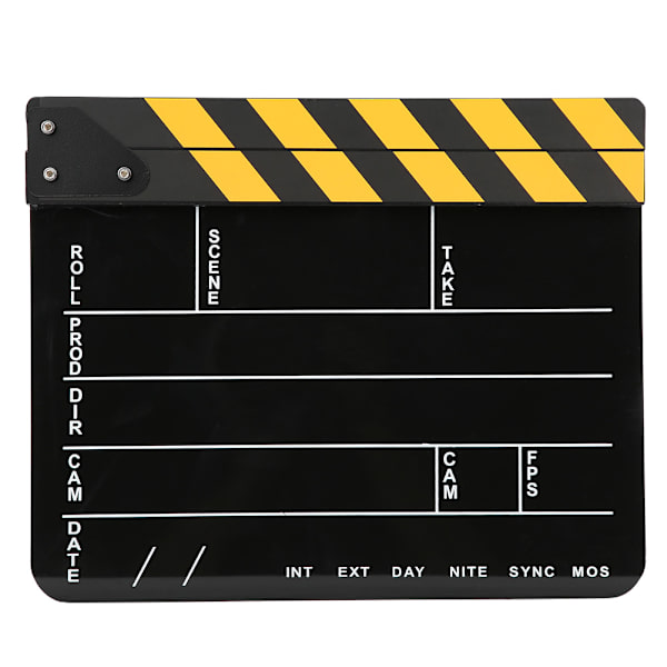 30x25CM Akryl Clapperboard Professionell Film Action Clap Regissör Fotografering VerktygGul Randig Svart Tavla