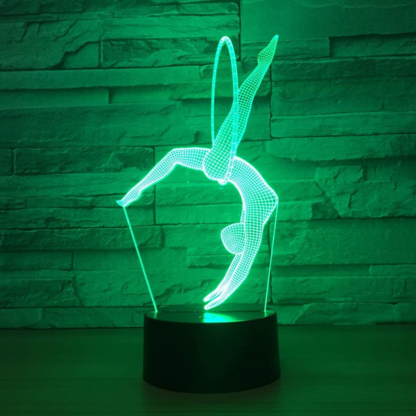 Voimistelu 3D Optinen Illuusio Lamppu 7 Väriä Vaihtuu Ajastimella Kaukosäätimellä ja Kosketuspainikkeella LED Pöytälamppu Kotiin Makuuhuoneen Koristeeksi