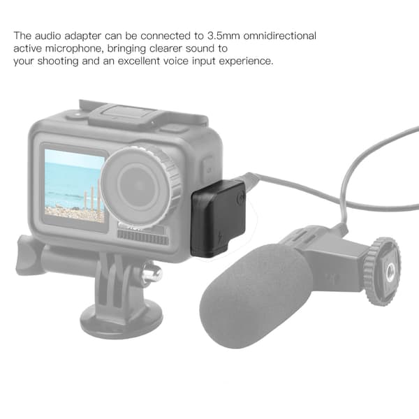 Ulanzi Action Kamera Bur Mikrofon MIC 3,5 mm Lydadapter til DJI OSMO ACTION