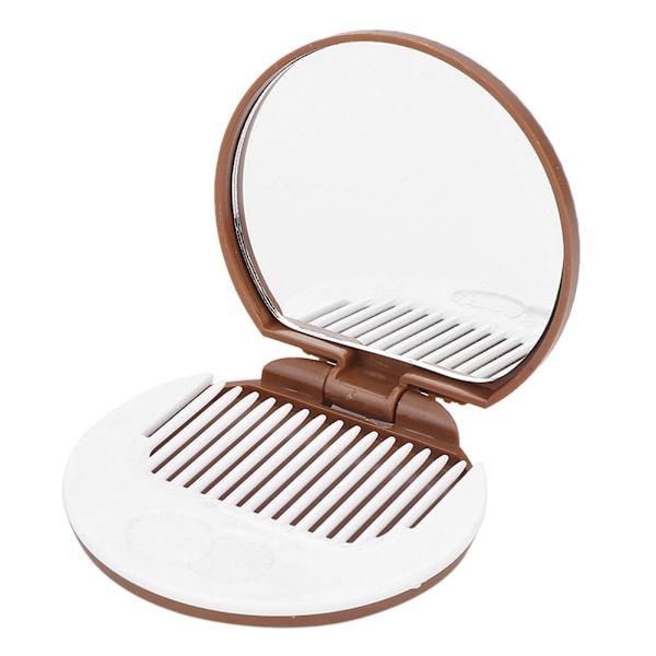 Söt chokladkakformad mini sminkborste spegel set rund ficka smink spegel skönhetsverktyg