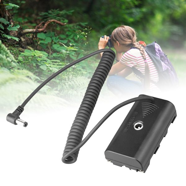 NP F550 Dummy Batteri ABS Spiral Kabel Dummy Batteri Strömadapter med DC-port för Monitorer LED-fyllningsljus