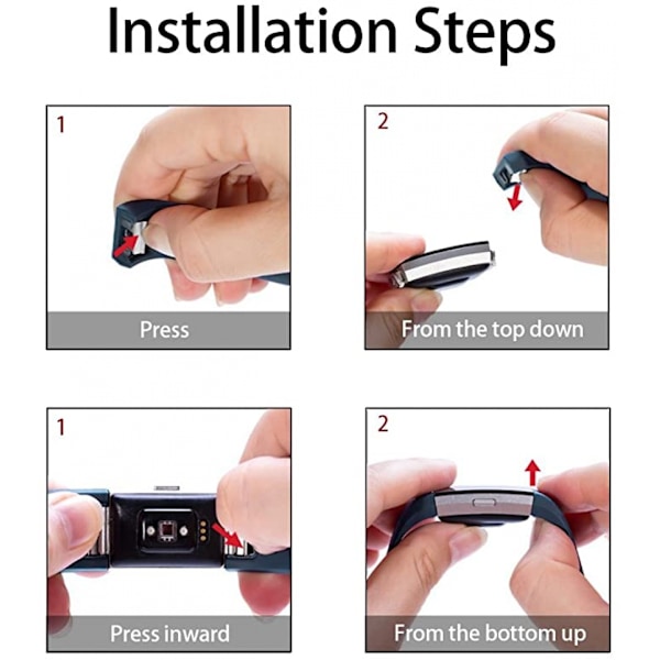 Smartklokke, armbåndsrem erstatningsrem kompatibel med Fitbit charge 2, klassiske og spesielle justerbare sportsarmbånd（Slate-L）
