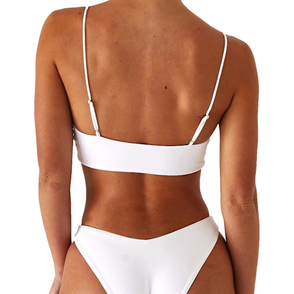 Bikini för kvinnor, svart, push-up, tvådelad baddräkt White XL