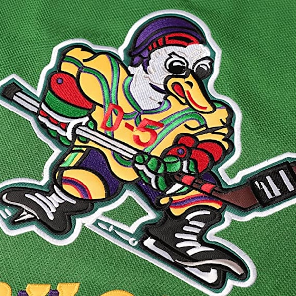 Herre Mighty Ducks 96 Charlie Conway 99 Adam Banks 33 Greg Goldberg Film Hockeytrøye Grønn 96  XL