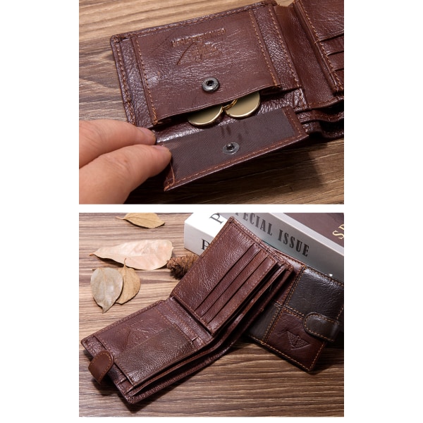 Plånböcker Herr Läder RFID Blockerande Slim Plånbok med 10 kreditkort, 2  sedelfack, ID-fönster & Myntficka Minimalistisk Plånbok-SVART BRUNN 1 3617  | Fyndiq