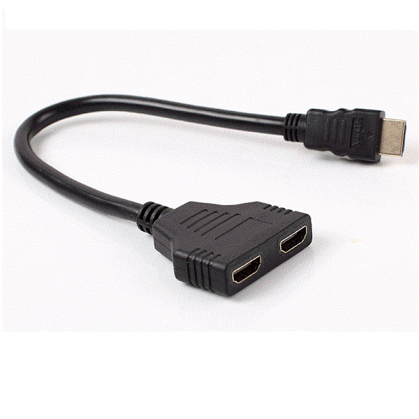 0,3 m HDMI-förlängningskabel med en till två högdefinitionsutgångar, HDMI-dubbelhona, högdefinitionskabel, en hane till två honkablar