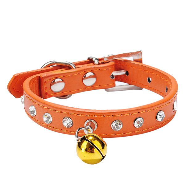 Hundhalsband, hunddjur valp katt guldkristallhalsband med små klockor, snyggt och vackert utseende, lämplig för små hundar (1,5*19-25cm)