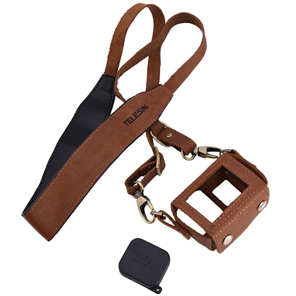 Handgjord konstläder för Gopro-fodral Retro Wild Camera Protective Bag med objektivlock