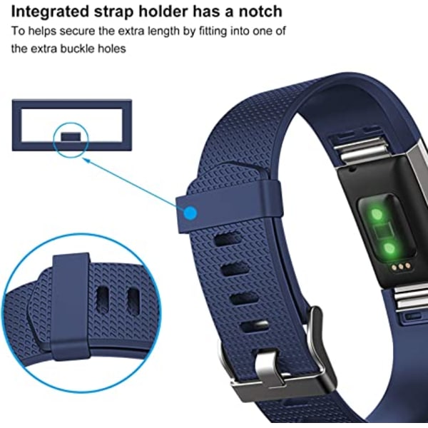 3 kpl rannekkeita yhteensopivia Fitbit Charge 2:n, Classic ja Special Edition -versioiden kanssa, vaihtohihnoja Fitbit Charge 2:lle, naisille ja miehille (musta/harmaa/tummansininen - L)