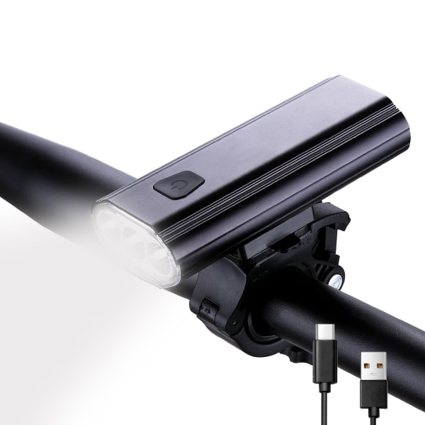 Super Bright 3LED USB uppladdningsbar vattentät cykelstrålkastare bakljus - för landsvägs mountainbike - svart (ett paket)