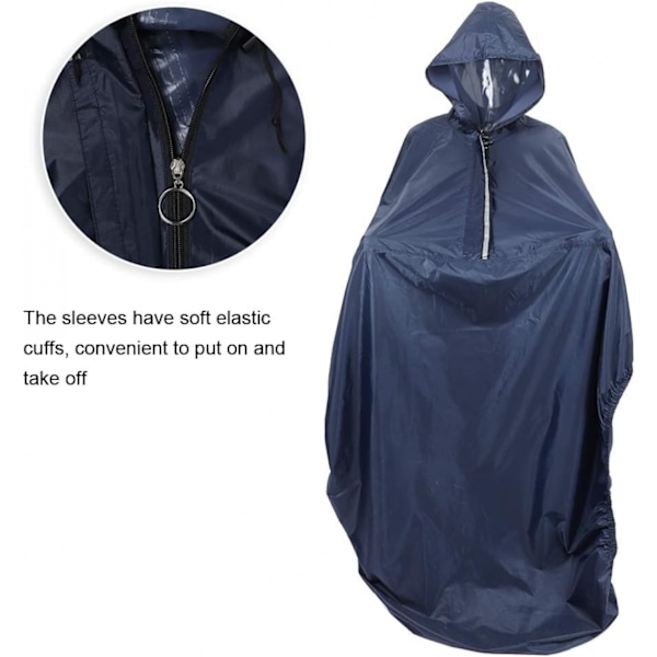 Vattentät Rullstolsregnponcho med Huva, Mjuk Rullstolsregnkappa med Huva för Vuxna och Seniorer, Unisex Design Deep Blue