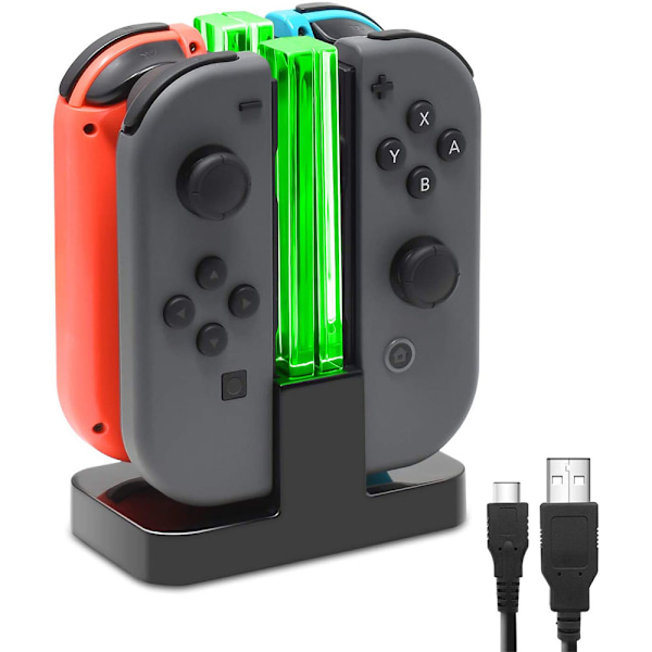 Nintend Switch 4-kontrollspelet Laddare LED-indikator Laddningsdockningsstation för Nitendo Switch Nintendoswitch NS Joy-con Tillbehör