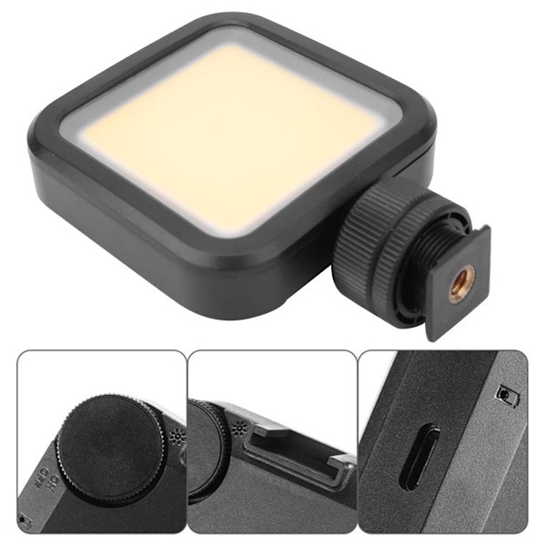 VL100 Bärbar Mini Dimbar LED-videoljus 5500K CRI95 Typ-C Laddning Blixtsko Förlängning