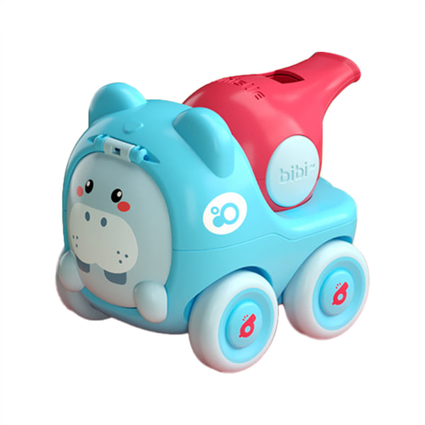 Cartoon Whistle Animal Press Sliding Pull Back Car Toy Press and Go Car Toys(Hippo)