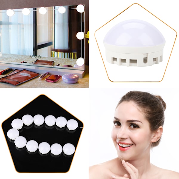 LED-pærer Spejl Lys Toiletspejl LED-lampe Kit Linse Forlygte LED-pærer Kit (12 pærer)