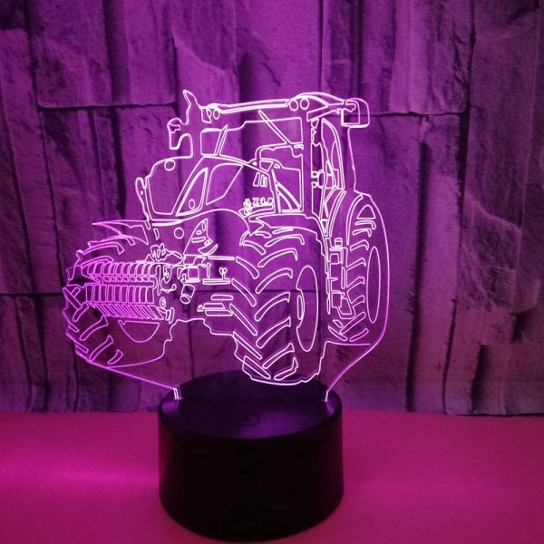 WJ 3D Traktor Fjernbetjening 16 Farve Natlys Illusion Akryl LED Bordlampe Sengelampe Børneværelse Skrivebordsdekoration Fødselsdagsgaver Legetøj til Børn