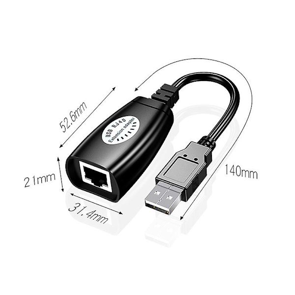 Usb till Rj45 förlängningsadapter över Rj45 Ethernet Lan Splitter-kabel Usb 2.0