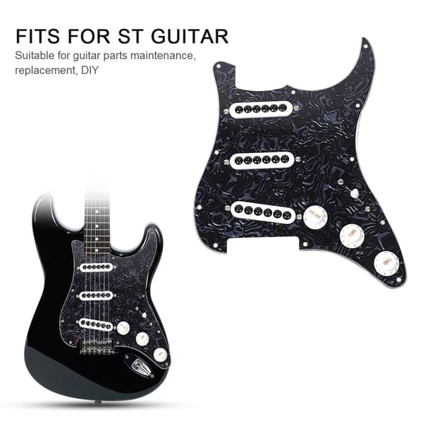 SSS Pole Justerbar Pickup Black Pearl Laddad Pickguard för ST Style Elgitarr