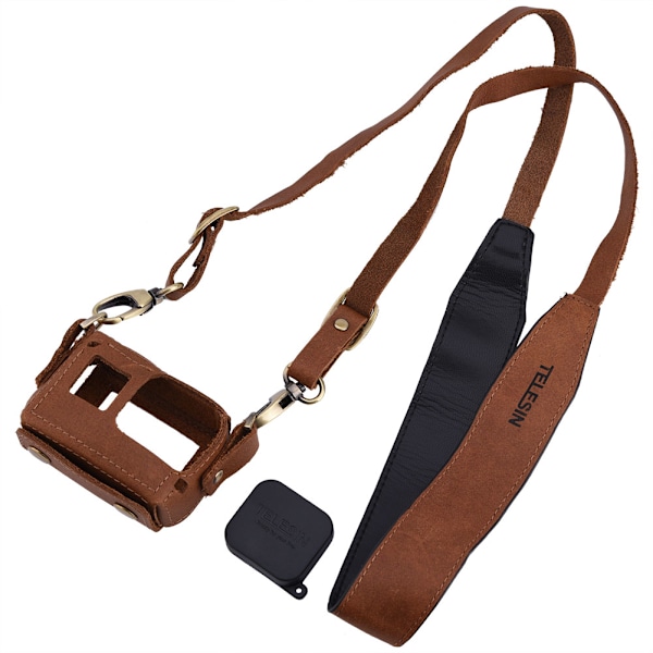 Handgjord konstläder för Gopro-fodral Retro Wild Camera Protective Bag med objektivlock