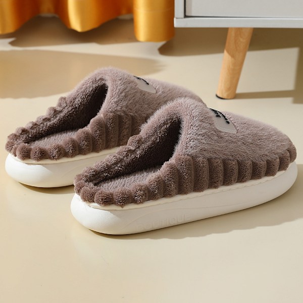 Hustofflor med Memory Foam, slip-on halkfria inomhustofflor med gummisula（8,5-9Men）