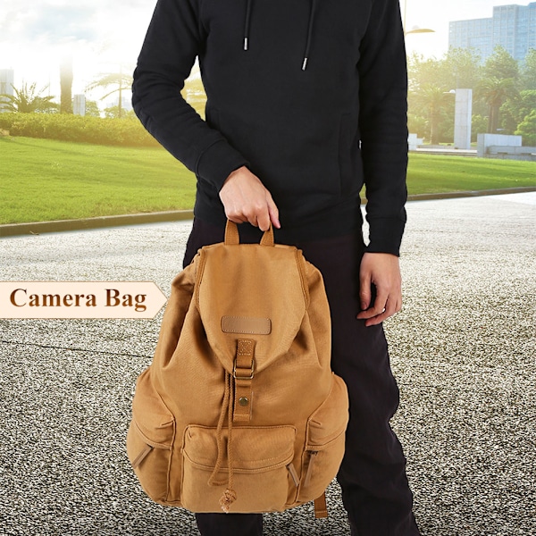 CADEN Canvas DSLR-kameraryggsäck Inner Case Outdoor Travel Bag med regnskydd