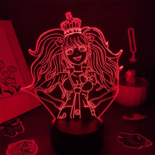 3D nattlampor för barn Junko Enoshima figur Anime Led Illusion Lamp Flickor sovrumsdekor 16 färgförändringar skrivbordslampa med fjärrkontroll