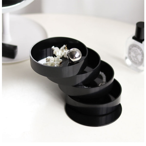 Nordic Fresh Style 4-lagers roterbar förvaringslåda Kreativt modernt minimalistiskt hem sovrum garderob Kosmetisk smyckeskrin (svart)