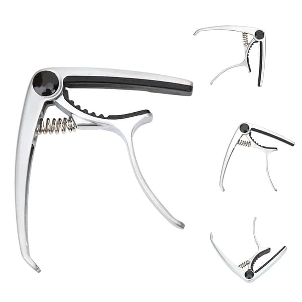 Gitarr Capo Clamp Key Tuner Zinklegering för Folk Gitarr Musikinstrument TillbehörSilver