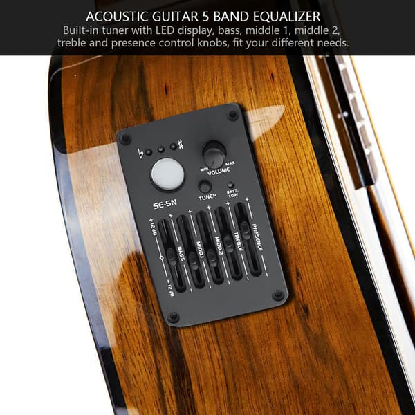 SE‑5N 5-bands EQ Equalizer Pickup Tuner för Akustisk Gitarr Musikinstrument Tillbehör Kit