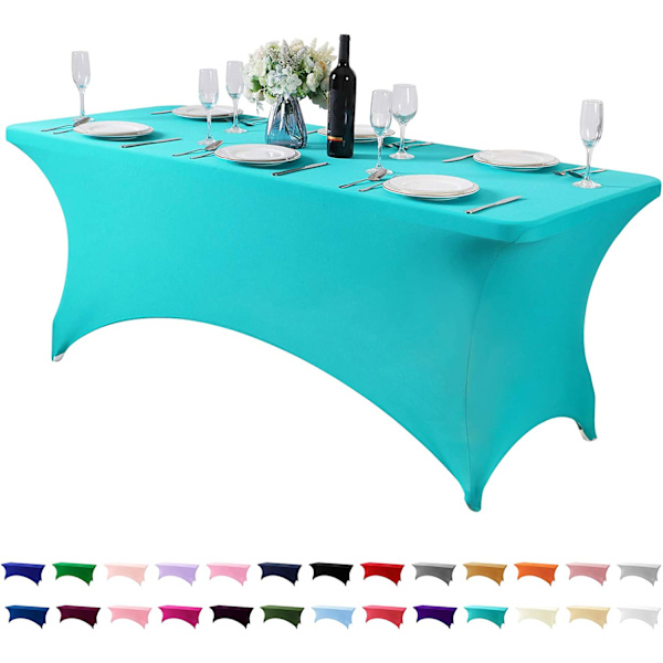 Spandex-duksdeksel for 6FT-bord - Universal, elastisk stretch-duk for fest, bankett, bryllup og arrangementer - Turkis