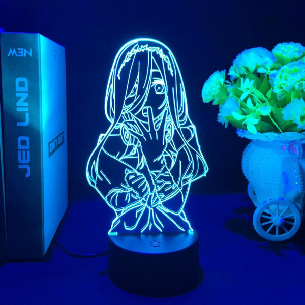 WJ 3D Illusion Lamp Nakano Miku Yotsuba Anime LED nattlampa sovrum dekor skrivbordslampa 16 färgförändringar för fans barn födelsedagspresent (Typ5)